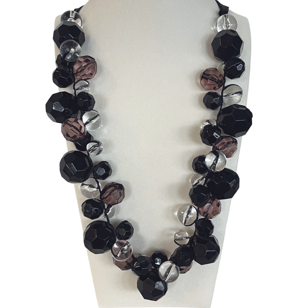 Chunky Black, Amethyst, and Lucite Necklace